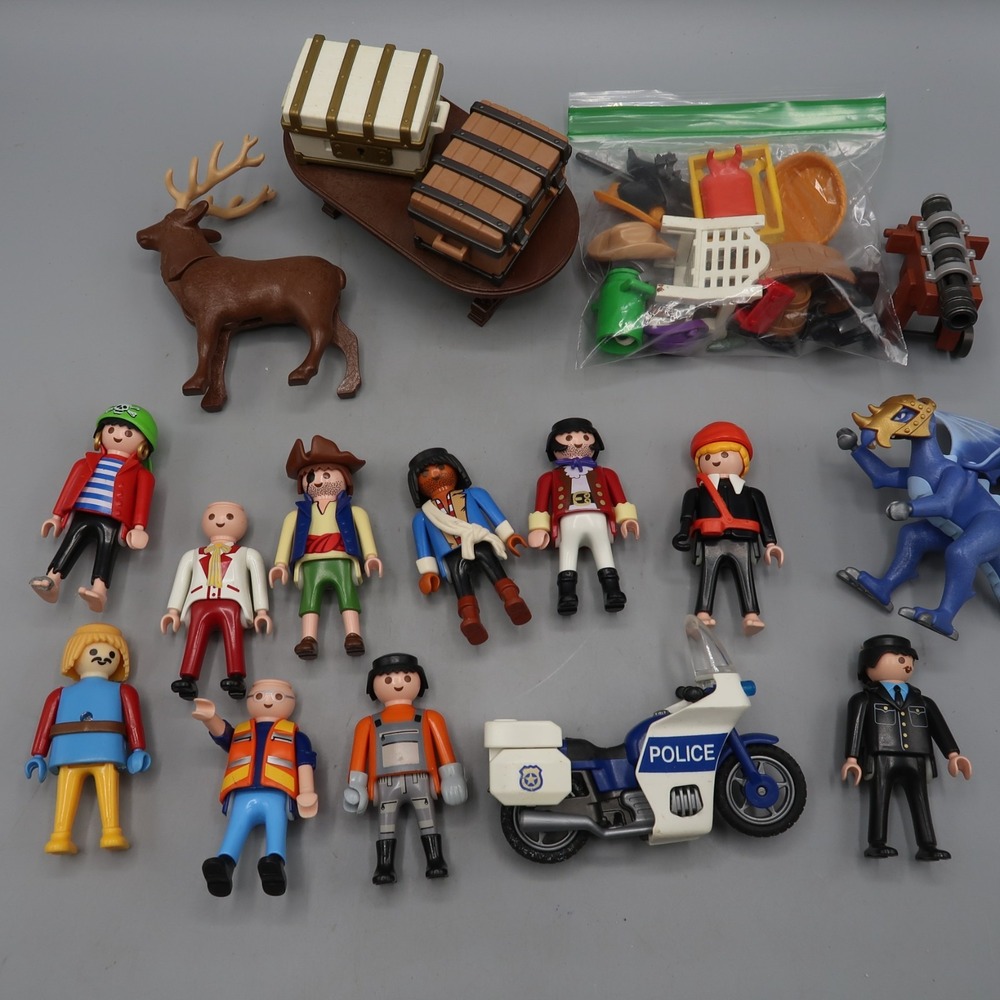 Geobra Playmobil Lot People Figures Accessories Pirate Treasure Police Animal